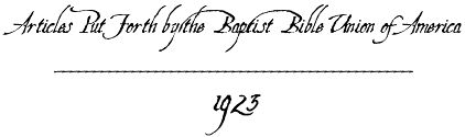 Baptist Bible Union of America | The Reformed Reader
